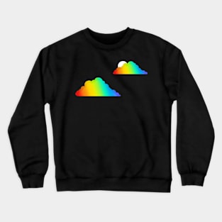 Graphic Rainbow Clouds on Black Crewneck Sweatshirt